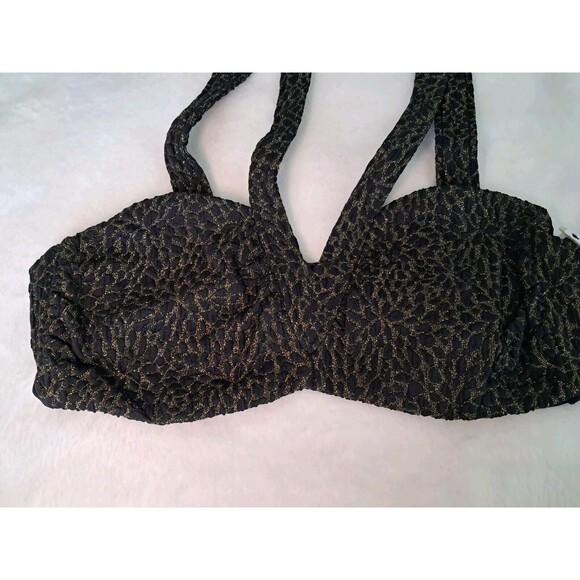 Andie x Demi Moore Monaco Swim Top Black Gold Floral Jacquard Size M The - Picture 7 of 10